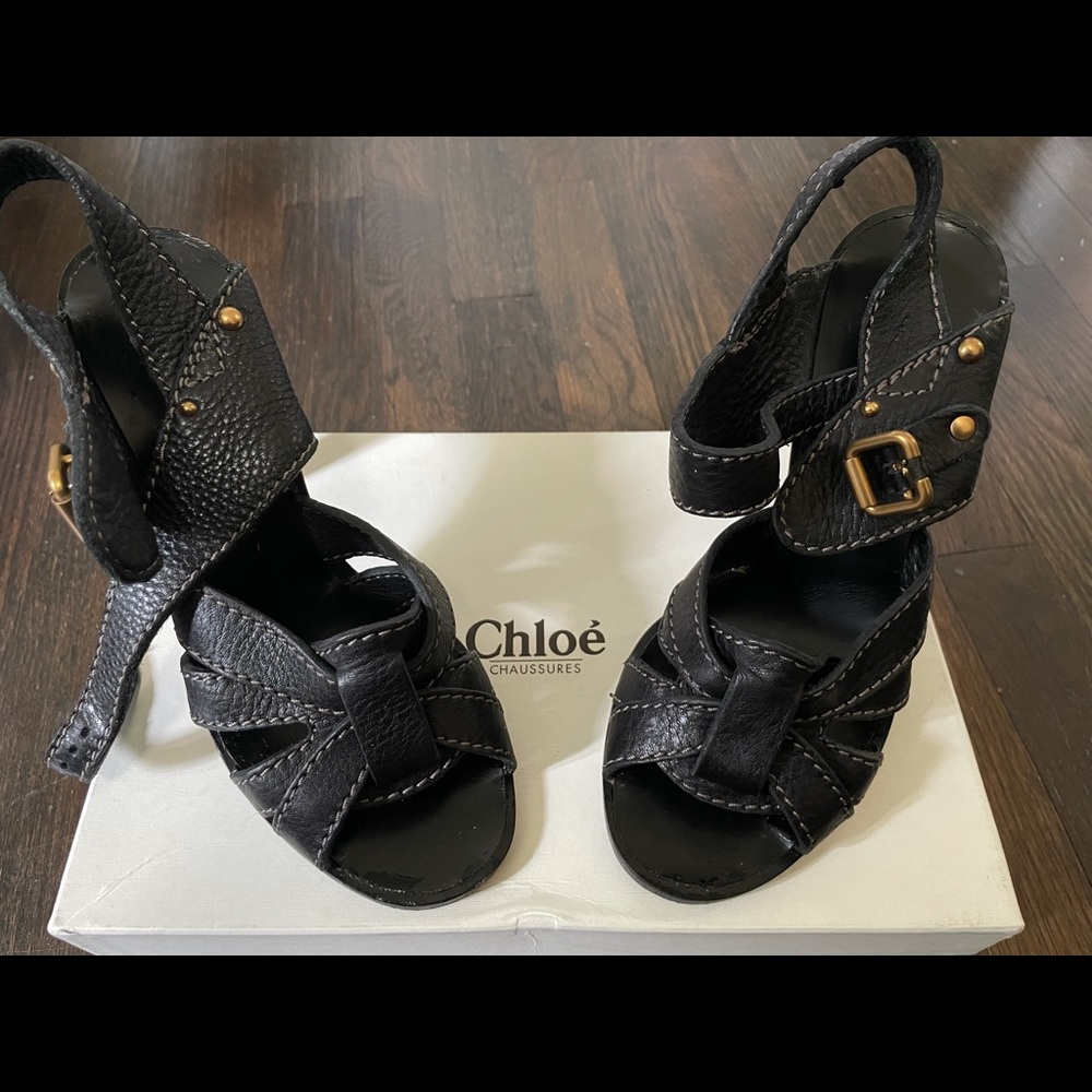 Chloé Arona black leather platform sandal